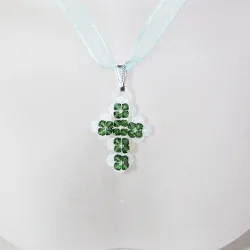 Pendant 40cm - Chastity-Green jade Organza - Pendant 40cm - Laiton argenté
